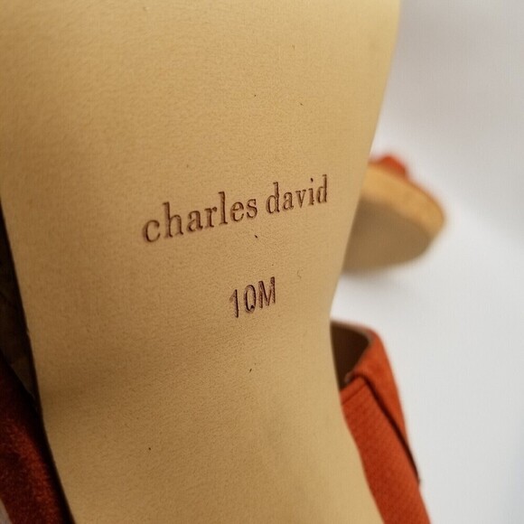 Charles David Women Jinx Platform Heel Slide Sandals Russet Suede 10 - Picture 7 of 8